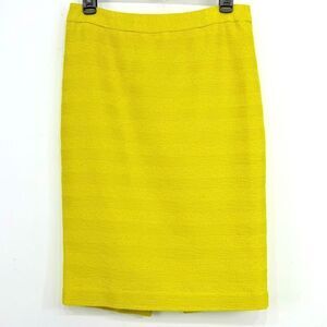 Trina Turk Sunflower Yellow Textured Stripe Cotton Blend Pencil Skirt